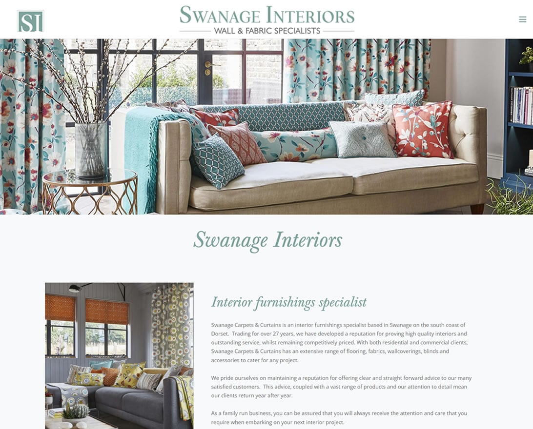 Swanage Interiors website by Six Eleven Design